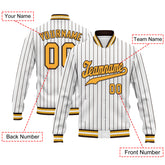 Custom White Brown Stripe Fashion Jacket Bomber Full-Snap Varsity Letterman Personalized Jacket FZ005-D020219-11